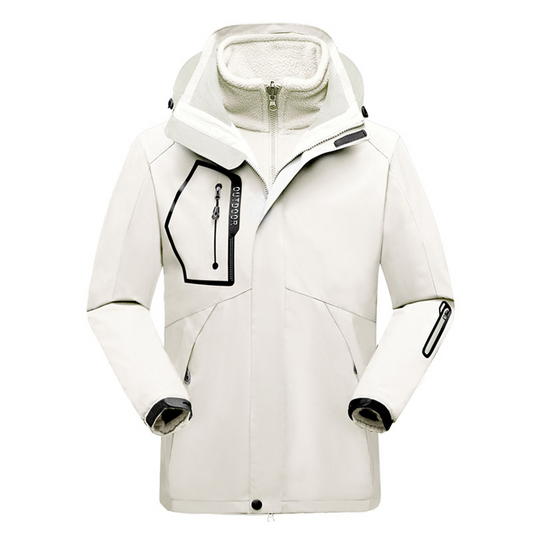 Women’s Outdoor Jacket – Water-Resistant Shell – Fleece Liner – 2-in-1 Design White