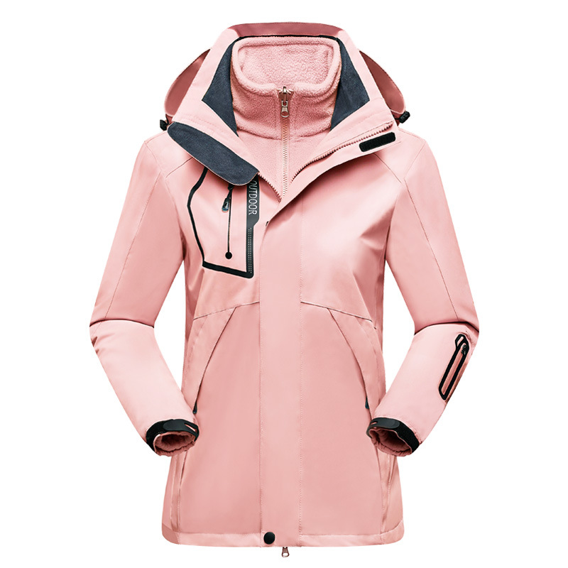 Women’s Outdoor Jacket – Water-Resistant Shell – Fleece Liner – 2-in-1 Design Rosa