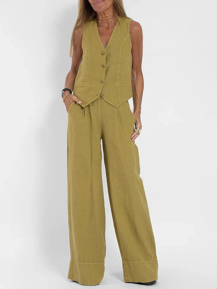 Women's Linen Vest - Tailored Fit, Lightweight & Versatile - Vestify Olive green