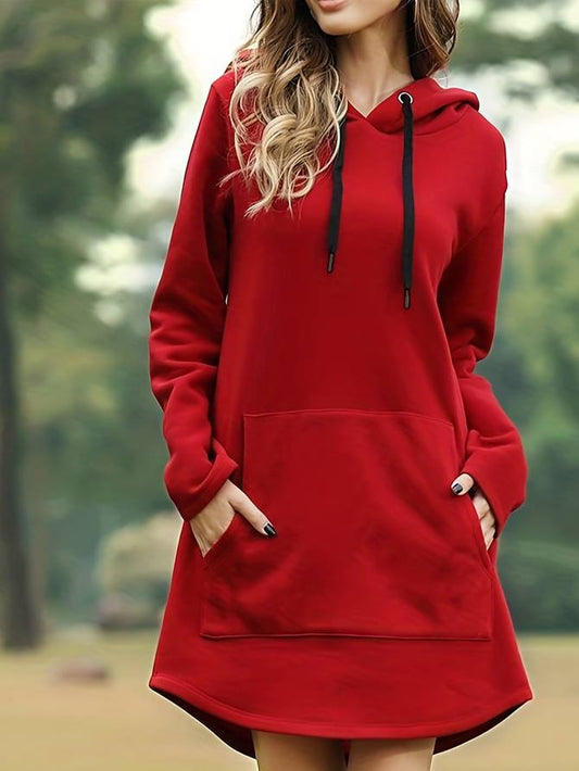 Women's Relaxed Fit Hoodie Dress with Pocket - ComfortChic