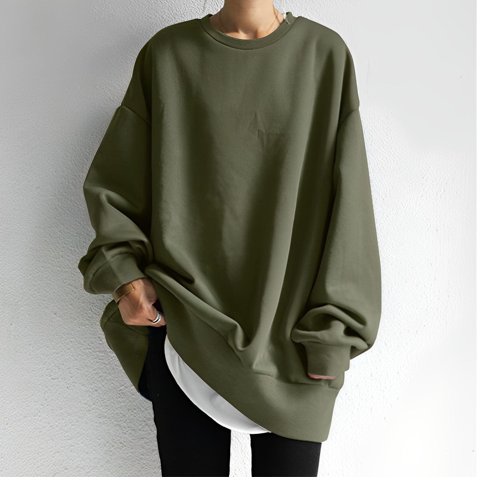 Women's Oversized Pullover Sweatshirt - Cozy Comfort Top - LoungeLux