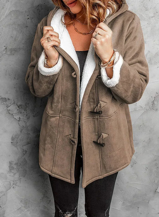 Women's Suede-Look Sherpa Lined Winter Jacket - CozyCloud