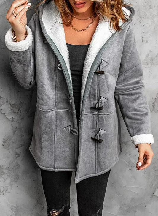 Women's Suede-Look Sherpa Lined Winter Jacket - CozyCloud