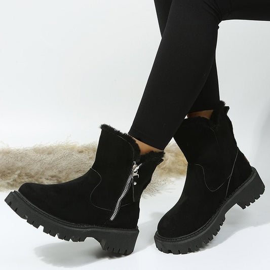 Suede Ankle Boots for Women Warm-Lined Non-Slip - WinterGrip Black