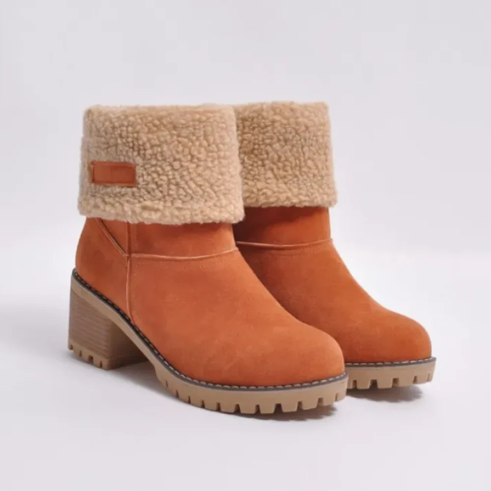 Women's Shearling Ankle Boots Fold-Over Cuff - WinterGrip Orange