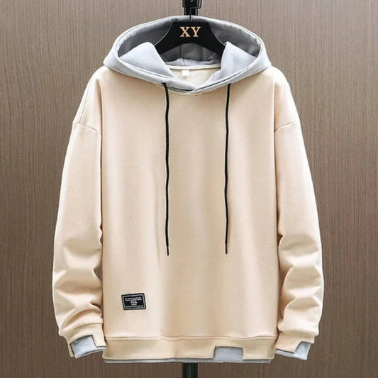 Men’s Hoodie – Relaxed Fit – Cotton Blend – Drawstring Hood – Ribbed Cuffs & Hem Cream
