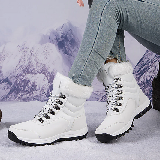 Women's Quilted Mid-Calf Boots Fleece Lined Water-Resistant - WinterGrip White