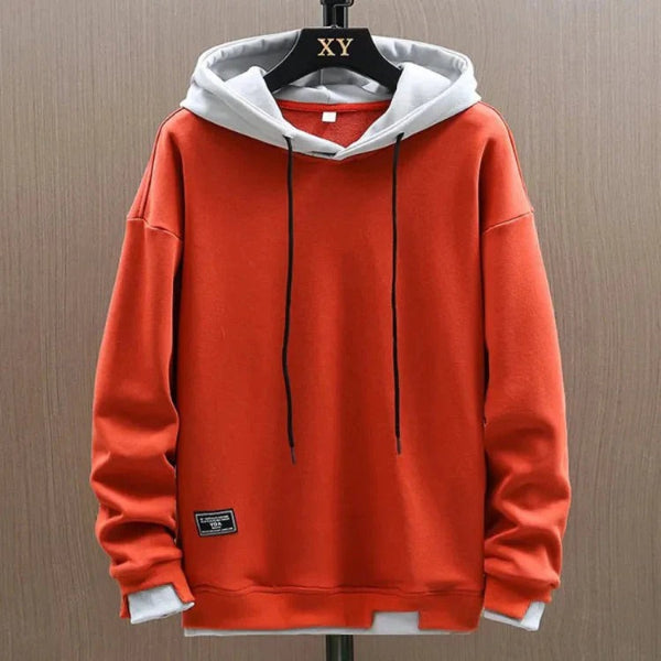 Men’s Hoodie – Relaxed Fit – Cotton Blend – Drawstring Hood – Ribbed Cuffs & Hem Red