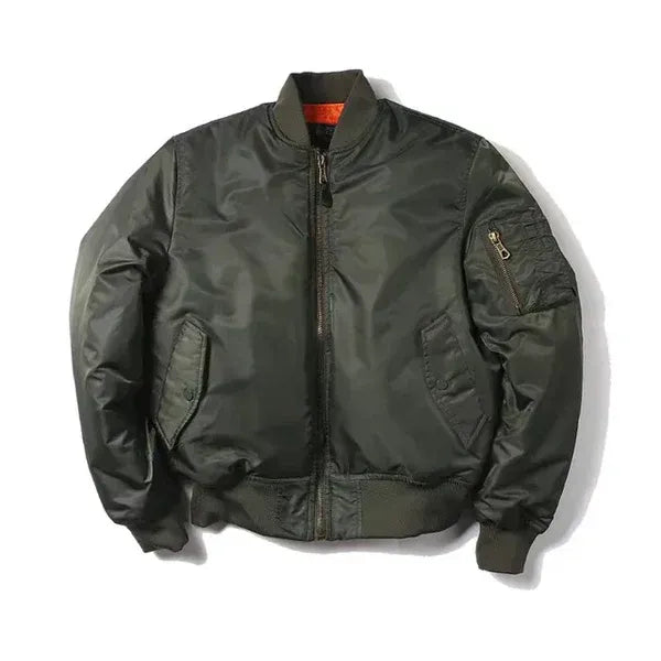 Women’s Bomber Jacket – Windproof – Relaxed Fit – Ribbed Trim – Zip Sleeve Pocket Green