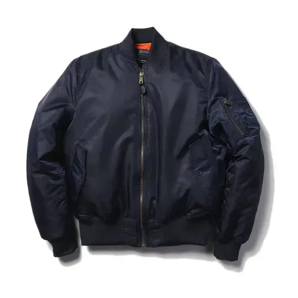 Women’s Bomber Jacket – Windproof – Relaxed Fit – Ribbed Trim – Zip Sleeve Pocket Dark Blue