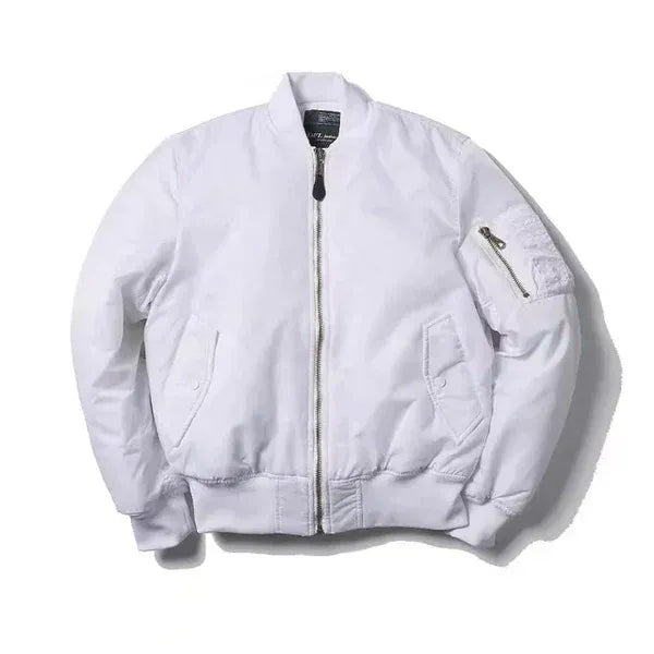 Women’s Bomber Jacket – Windproof – Relaxed Fit – Ribbed Trim – Zip Sleeve Pocket White