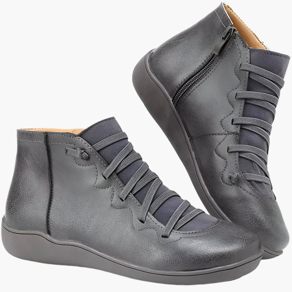 Women’s Ankle Boots – Lace-Up and Side Zip – Cushioned Flat Sole – Sleek Fit