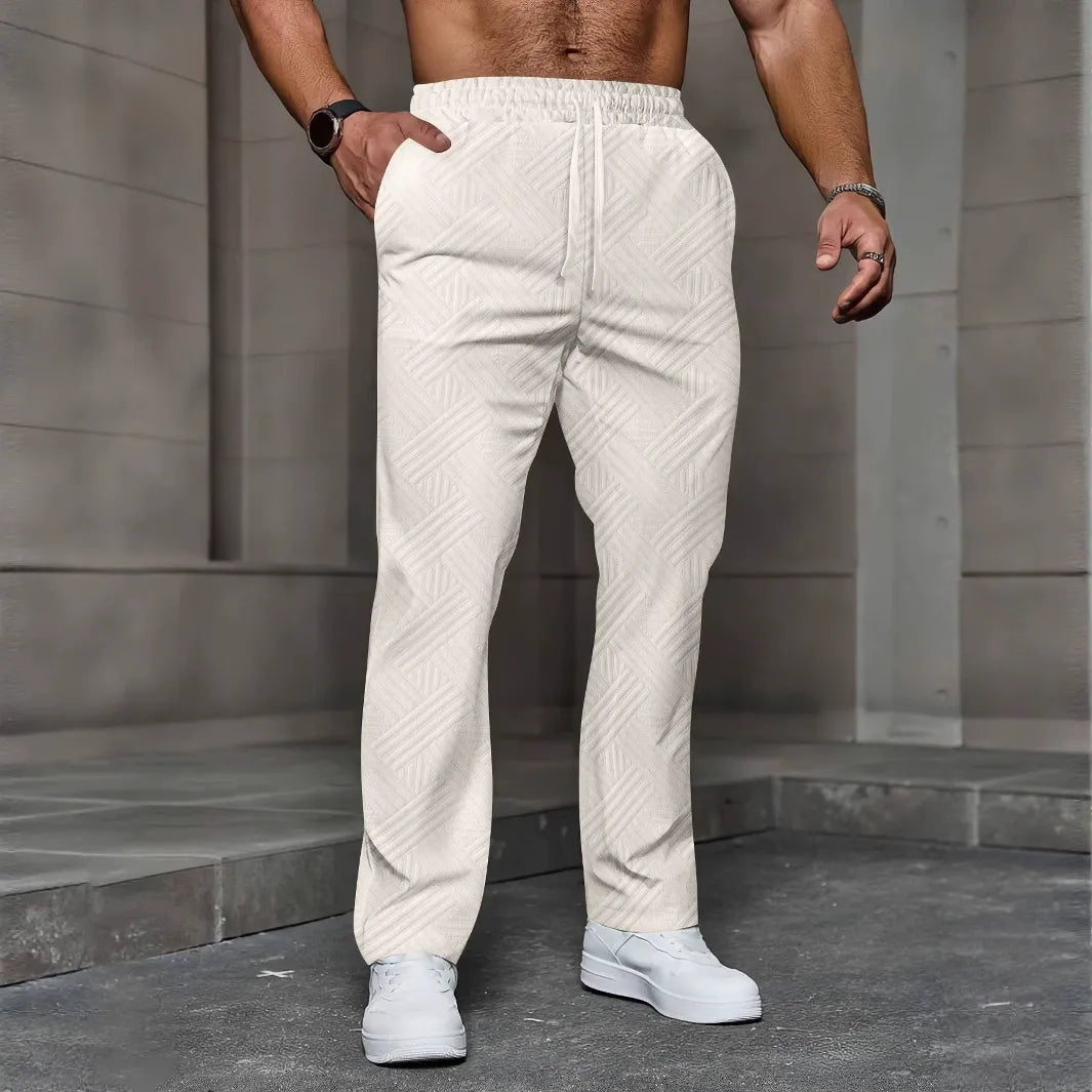 Men’s Jogger Pants – Relaxed Fit – Knit Texture – Elastic Waist – Full Length Casual Khaki