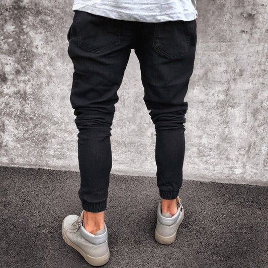 Men’s Jogger Pants – Slim Fit – Cotton Blend – Ribbed Knees – Elastic Cuffs – Full Length