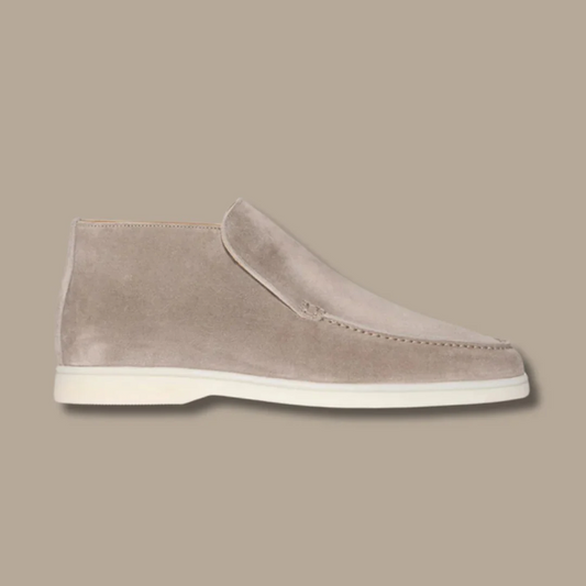 Men’s Ankle Loafers – Suede Texture – Slip-On – Streamlined Fit – Smart Casual Light Brown