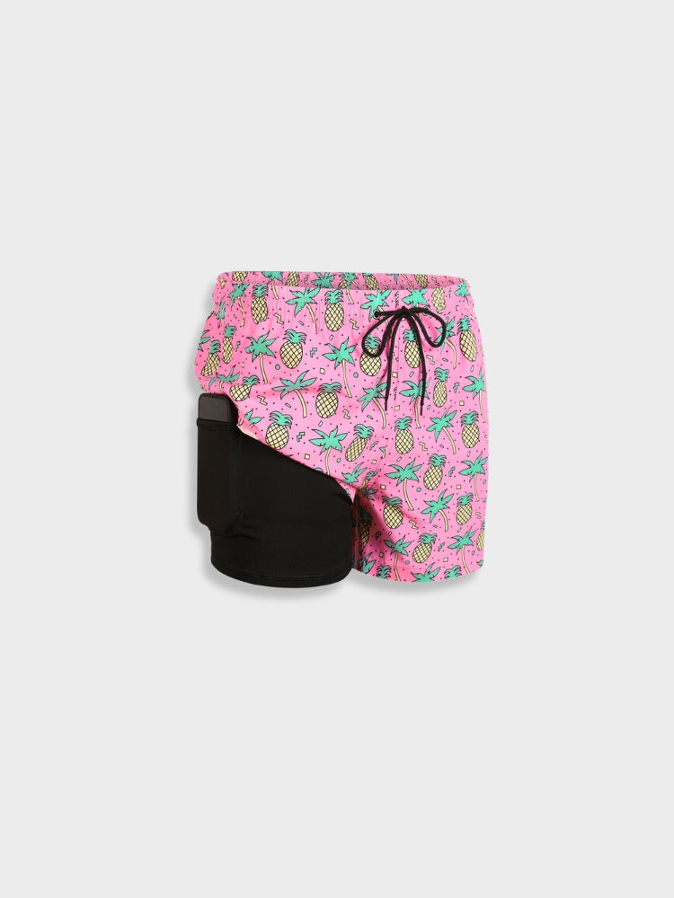 Men’s Swim Shorts – Relaxed Fit – Quick-Dry Breathable Blend – Mid-Thigh Length – Drawstring Waist Pink