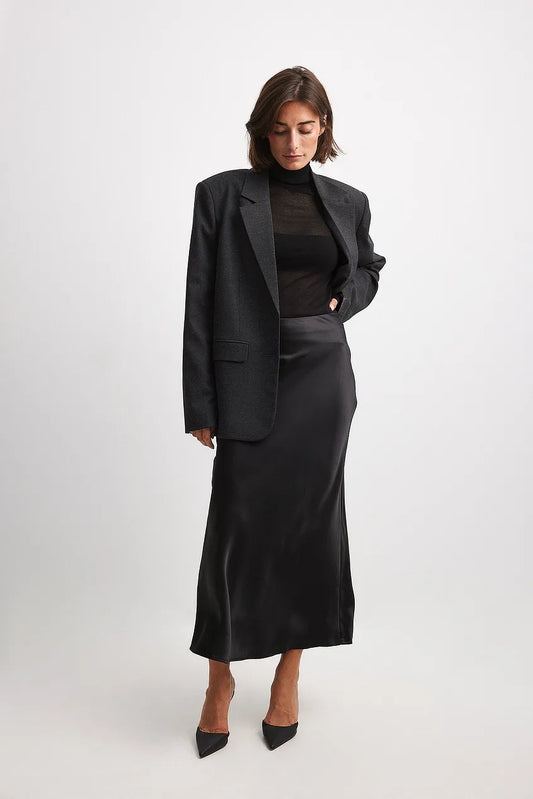 Women's Satin Maxi Skirt - Flowing A-Line, Elegant Formal - SatinGlow